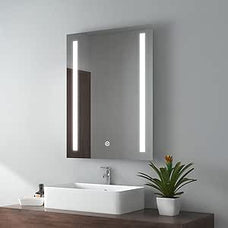 Espejo de baño LED 80x60cm Espejo de baño con iluminación Espejo de luz Blanca fría